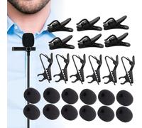 Norhogo Kit de repuesto de micrófono de solapa, 6 clips de metal para micrófono, 12 fundas de esponja para micrófono, kit de repuesto para protector de parabrisas