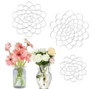 Norhogo Paquete de 3 herramientas de organización de flores de metal, rejilla de silicona reutilizable para organizar flores, rejilla floral para jarrón para jarrón, tallos florales y ramos de