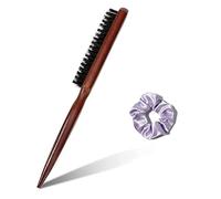 Norhogo Teasing Hair Brush Boar Bristle Hair Brush Magic Volumer - Cepillo de pelo con mango de madera (24 x 3 cm) para el hogar y el salón, viene con una diadema púrpura