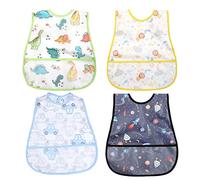 norinori Babero impermeable para bebé, babero de alimentación, ajustable, lavable, suave para niños pequeños, 0-36 meses, Color2., 4 Paquete