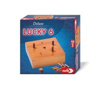 noris 606102046 Deluxe Lucky 6 (Juego de Dados a Partir de 6 años) - Juegos clásicos Super Six en Madera Adultos y niños, 2-6 Jugadores, Aprox. 20 Minutos de duración del Juego