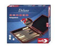 Noris 606108004 Juego de viaje de backgammon - a partir de 8 años - con figuras magnéticas en caja de madera, 16 x 16 cm
