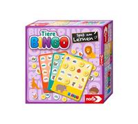 Noris Animales Bingo - Reconocer y asignar Animales con 6 pizarras de Bingo, 26 Discos de Animales, 69 Chips, Bolsa de Tela e Instrucciones en 4 Idiomas, Juego Educativo a Partir de 4 años