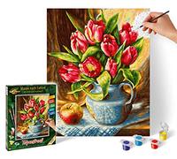 Noris Schipper 609240796 Pintura por números - Ramo de tulipanes - Pintar imágenes para adultos, incluye pinceles y pinturas acrílicas, 24 x 30 cm