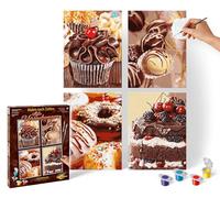 Noris Schipper 609340791 - Pintura por números, Dulce tentación - Pintar imágenes para Adultos, Incluye Pinceles y Pinturas acrílicas, Quattro de 18 x 24 cm