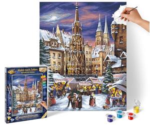 Noris-Spiele Schipper 913 0336 El Mercado de Navidad de Nuremberg - Set para Pintar por números, 40 x 50 cm [Importado de Alemania]