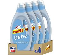 NORIT Bebé - Detergente Líquido para Ropa de Bebé, Pieles Sensibles y Atópicas - Pack de 4 Unidades de 1125 Mililitros, 4500 Mililitros
