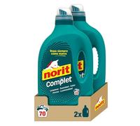 Norit Complet - Detergente Líquido para Toda la Ropa, Máxima Limpieza y Luminosidad, Cuida y Suaviza el Tejido, Mantiene Aspecto, Forma y Color Tras Lavado - Pack de 2 x 1,75 L