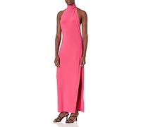 Norma Kamali Halter Turtle Side Slit Gown Vestido de cctel, Rosa, XL para Mujer