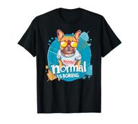 Normal is Boring Funny Frenchie Dog Gafas de sol estilo cómic Camiseta