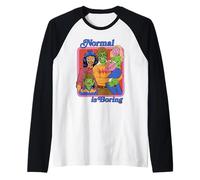 Normal is Boring Monsters Sarcastic Retro Funny Adult Humor Camiseta Manga Raglan