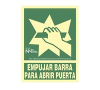 NORMALUZ 08952 SEÑAL DE EVACUACIÓN Empujar Barra para Abrir Puerta Clase B (PVC 0.7MM) 22.4X30CM, Multicolor