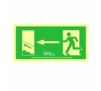 NORMALUZ 9020 SEÑAL EVACUACIÓN Escalera Arriba Izquierda PVC 0,7mm Clase B 32x16cm B11151, Multicolor