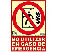 Normaluz A00414 - Señal Luminiscente No Utilizar en Caso de Emergencia Clase A PVC 1mm 21x30cm con CTE, RIPCI y Apto para la Nueva Legislación