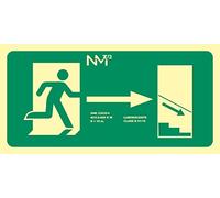 Normaluz A11440 - Señal Luminiscente Salida Escalera Derecha Abajo Clase A PVC 1mm 32x16cm con CTE, RIPCI