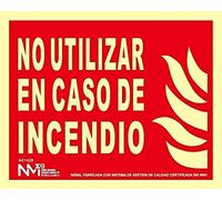 Normaluz B01128 - Señal Luminiscente No Utilizar en Caso de Incendio Clase B PVC 0,7mm 20x25cm con CTE, RIPCI