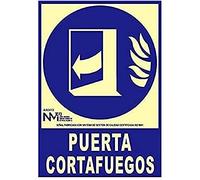 Normaluz NM RD00113 - Señal Luminiscente Puerta Cortafuegos Clase B PVC 0.7 mm 21 x 30 cm con CTE, RIPCI y Apto para la Nueva Legislación, Rojo