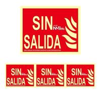Normaluz NM RD01100 - Señal "Sin Salida", 20 x 25 cm, Rojo (Paquete de 4)