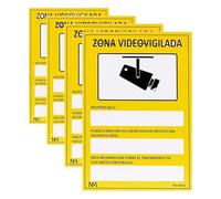 Normaluz NM RD36642 - Señal Adhesiva Zona Videovigilada Adhesivo de Vinilo 10 x 15 cm, Amarillo (Paquete de 4)