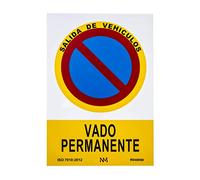 Normaluz NM RD40048 - Señal Vado Permanente PVC Glasspack 0.7 mm 21 x 30 cm, Rojo
