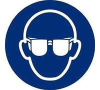 Normaluz Pack 10 Pegatinas Uso Obligatorio de Gafas - Señal Vinilo 9cm para Pared | Señalizaciones de Seguridad para Zonas de Riesgo | Carteles de Seguridad y Pegatina Uso Obligatorio Gafas