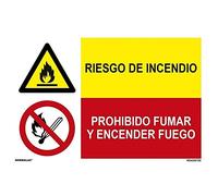 Normaluz PRD4360101 - Señal Combinada Riesgo De Explosión/Prohibido Fumar Y Encender Fuego Adhesivo De Vinilo 60x40 cm con CTE, RIPCI