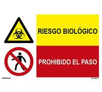 Normaluz PRD4360217 - Señal Combinada Riesgo Biológico/Prohibido El Paso Adhesivo De Vinilo 60x40 cm con CTE, RIPCI