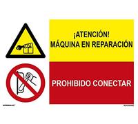 Normaluz PRD4360485 - Señal Combinada ¡ Atencion ! Máquinaria En Reparación/Prohibido Conectar Adhesivo De Vinilo 60x40 cm con CTE, RIPCI