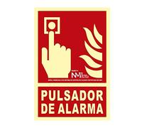 Normaluz RD00111 RD00111-Señal Luminiscente Homologada Pulsador de Alarma Clase B PVC 0,7mm 21x30cm, Rojo