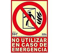Normaluz RD00114 - Señal Luminiscente No Utilizar en Caso de Emergencia Clase B PVC 0.7 mm 21x30 cm con CTE, RIPCI y Apto para la Nueva Legislación