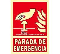 Normaluz RD00134 - Señal Luminiscente Parada de Emergencia Clase B PVC 0.7 mm 21x30 cm con CTE, RIPCI y Apto para la Nueva Legislación