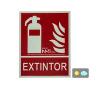 Normaluz RD00901 - Señal Luminiscente Extintor Aluminio 0.5 mm 21x30 cm con CTE, RIPCI y Apto para la Nueva Legislación