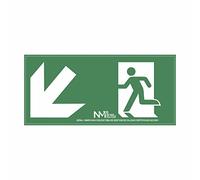 Normaluz RD11141 - Señal Luminiscente Salida Escalera Izquierda Abajo Clase B PVC 0.7 mm 32x16 cm con CTE, RIPCI y Apto para la Nueva Legislación