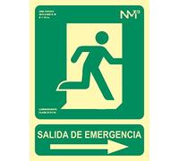 Normaluz RD14190 - Señal Luminiscente Salida De Emergencia Flecha Derecha 22,4x30cm Clase B PVC 0,7mm Evacuación Homologada, verde