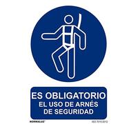 Normaluz RD20001 - Señal Homologada Es Obligatorio El uso de Arnes PVC GLASSPACK 0,7 mm 21x30 cm Alta Calidad