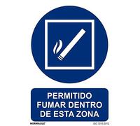 Señal que indica Permitido Fumar Dentro de Esta Zona, con tintas UV de 210 x 300 mm SEKURECO skrc