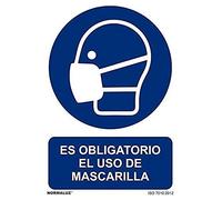 Normaluz RD20026 RD20026-Señal Es Obligatorio El Uso de Mascarilla PVC Glasspack 0,7mm 21x30 cm, Azul
