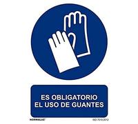 Normaluz RD20603 - Señal Adhesiva Es Obligatorio El Uso de Guantes Adhesivo de Vinilo, Azul, 20X30 cm