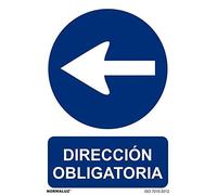 Normaluz RD20630 - Señal Adhesiva Dirección Obligatoria izquierda Adhesivo de Vinilo 20x30 cm