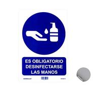 Normaluz RD20673 - Señal Adhesiva Es Obligatorio Desinfectarse las Manos 20x30 cm, Vinilo adhesivo