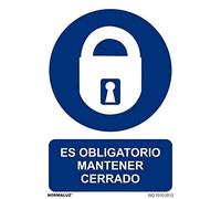 Normaluz RD20939 - Señal Es Obligatorio Mantener Cerrado Aluminio 0,5mm 21x30 cm con CTE, RIPCI