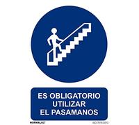 Normaluz RD21027 - Señal Es Obligatorio Utilizar El Pasamanos PVC Glasspack 0,7mm 30x40 cm con CTE, RIPCI