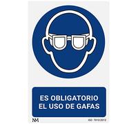Normaluz RD25602 - Señal Adhesiva Es Obligatorio El Uso de Gafas Adhesivo de Vinilo 15x20 cm