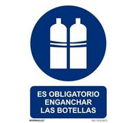 Normaluz RD25620 - Señal Adhesiva Es Obligatorio Enganchar las Botellas Adhesivo de Vinilo 15x20 cm con CTE, RIPCI
