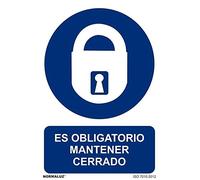 Normaluz RD25639 - Señal Adhesiva Es Obligatorio Mantener Cerrado Adhesivo de Vinilo 15x20 cm con CTE, RIPCI