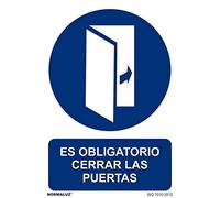 Normaluz RD26634 - Señal Adhesiva Es Obligatorio Cerrar Las Puertas Adhesivo de Vinilo 10x15 cm con CTE, RIPCI