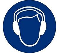 Normaluz RD28615 - Señal Adhesiva 10 Unidades Uso Obligatorio De Proteccion Acustica Adhesivo de Vinilo 9 cm Diametro con CTE, RIPCI