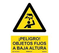 Normaluz RD30033 - Señal ¡Peligro! Objetos Fijos A Baja Altura PVC Glasspack 0,7 mm 21x30 cm con CTE, RIPCI