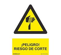 Normaluz RD30066 - Señal ¡Peligro! Riesgo De Corte PVC Glasspack 0,7 mm 21x30 cm