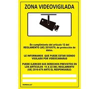 Normaluz RD30642 - Señal Adhesiva Zona Videovigilada Adhesivo de Vinilo 20x30 cm con CTE, RIPCI